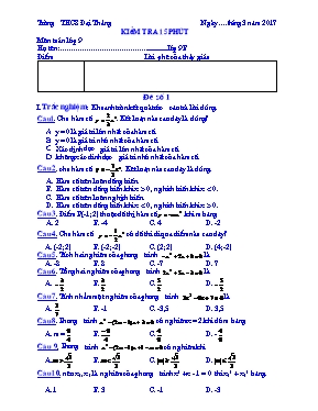 Kiểm tra 15 phút môn Toán lớp 9 - Trường THCS Đại thắng